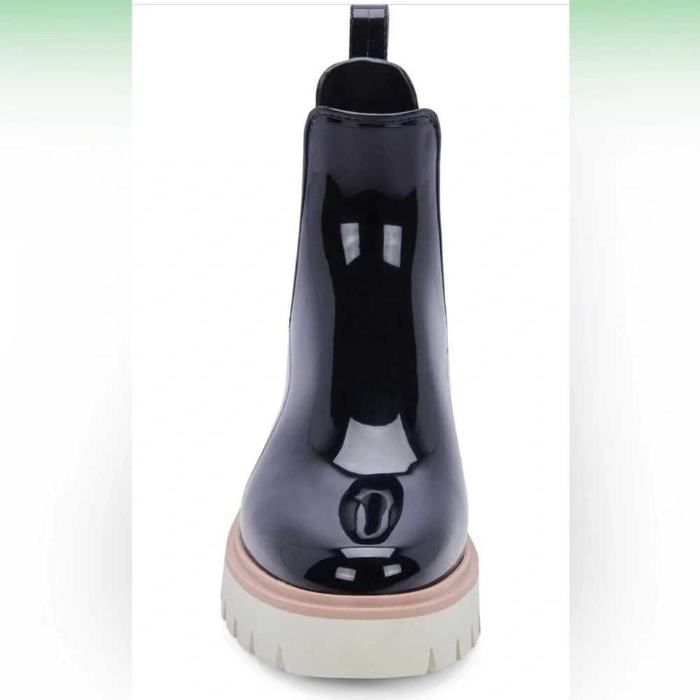 NEW Dolce Vita Thundr H2O Waterproof Chelsea Rain Boot Black Patent